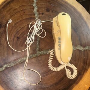 Vintage Yellow AT&T Corded Telephone Wall Mount Phone Cord Memory Redial Volume
